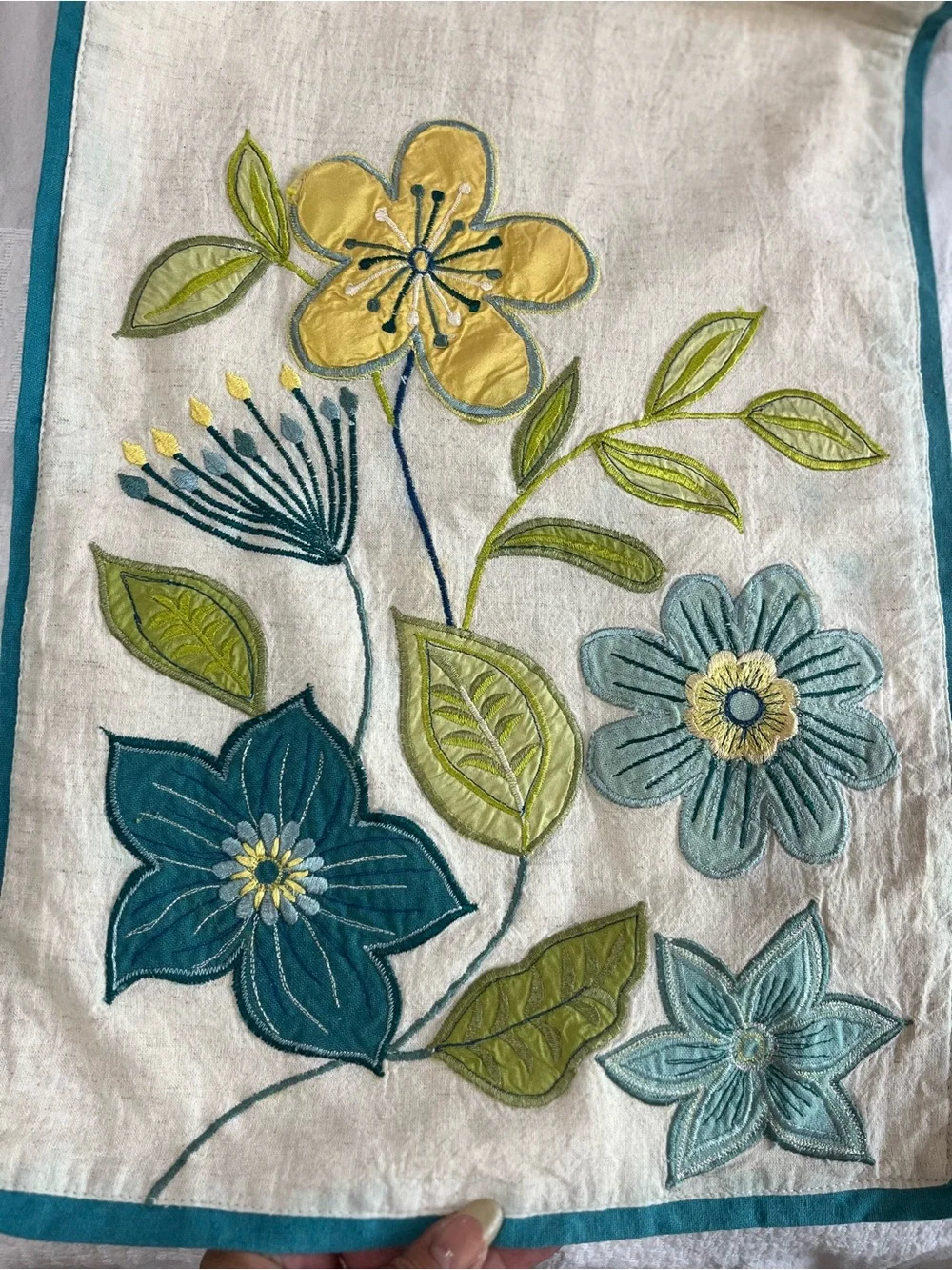 Linen Embroidered Table Runner • Lined • 13” x 72”